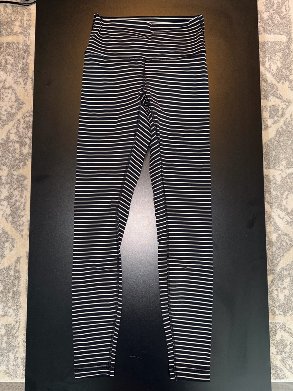 lululemon athletica Black and White Striped Leggings